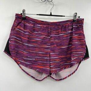 Nike Medium Running Shorts Womens Purple Orange Dri-FIT Abstract Stripe